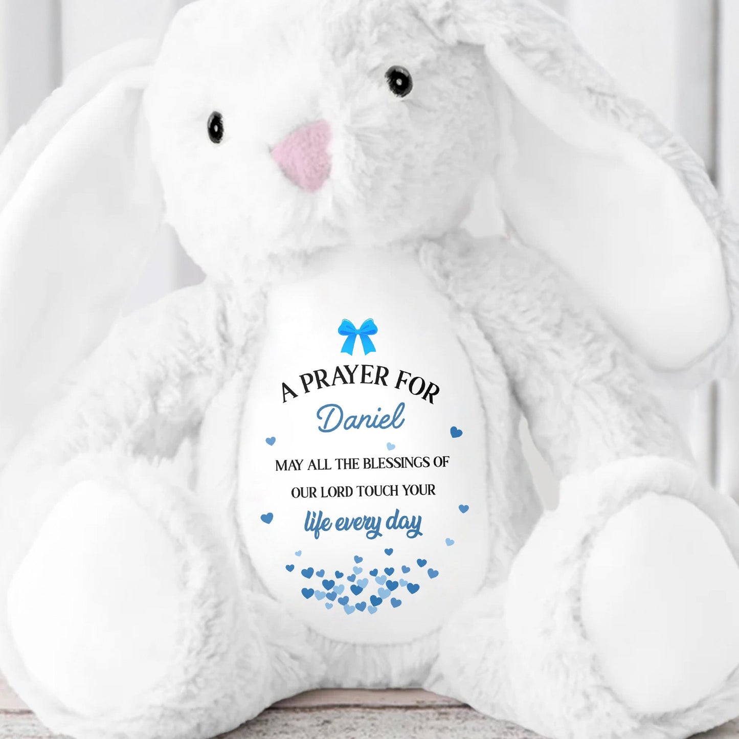 A Prayer for [Name], Blessings Every Day - Personalized Stuffed Bunny - FTH098_BUN