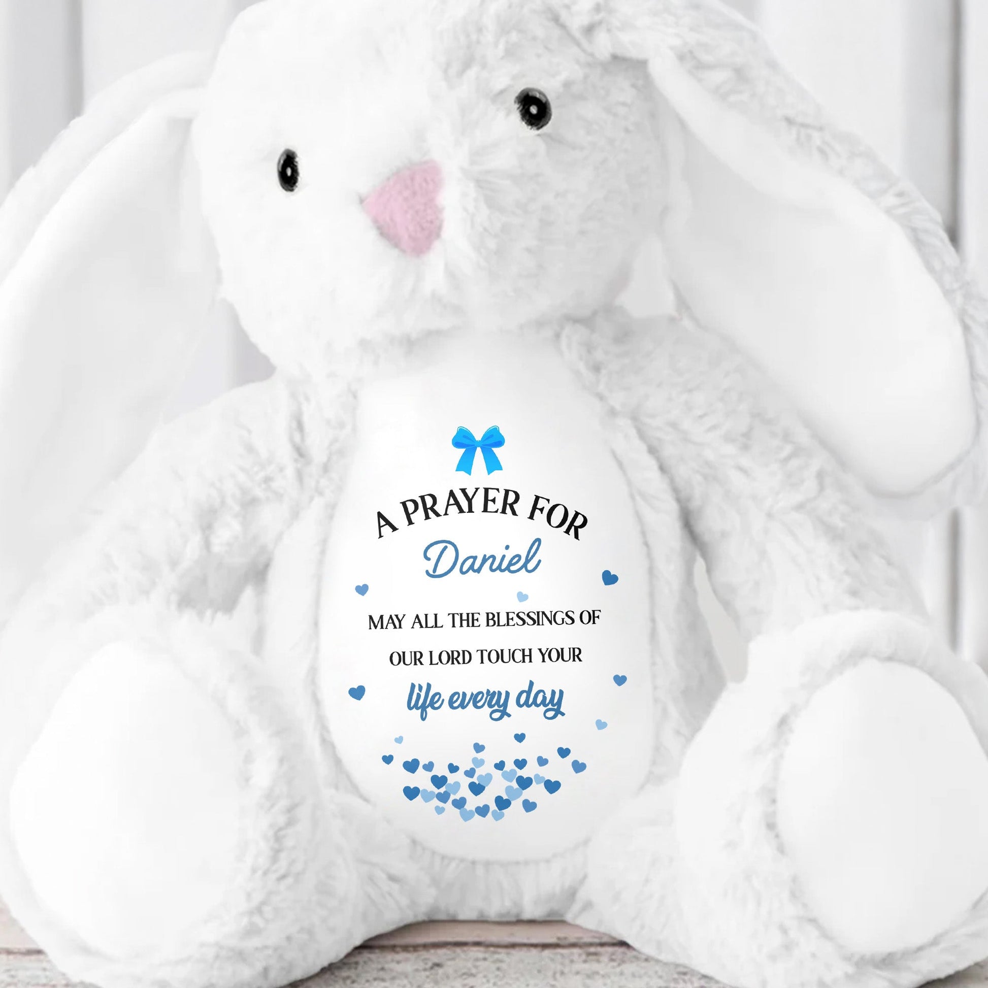 A Prayer for [Name], Blessings Every Day - Personalized Stuffed Bunny - FTH098_BUN