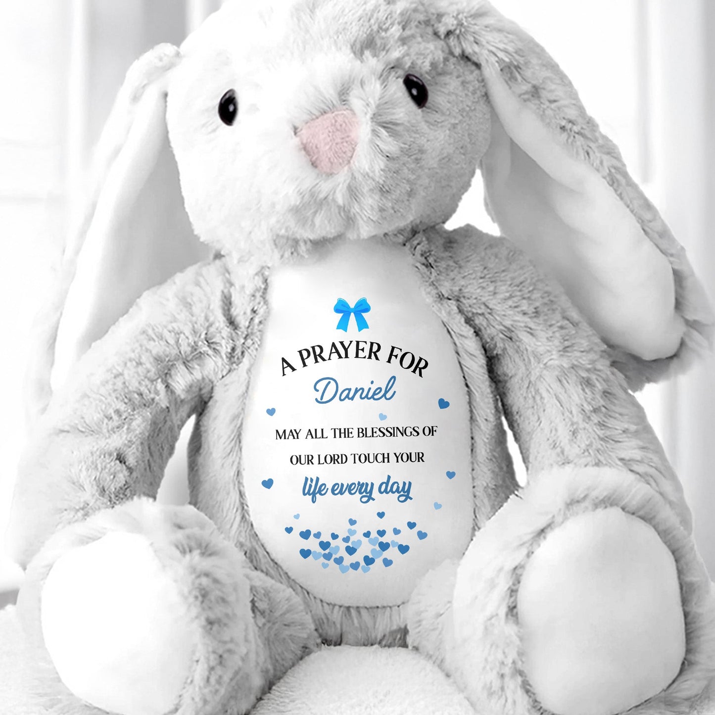 A Prayer for [Name], Blessings Every Day - Personalized Stuffed Bunny - FTH098_BUN
