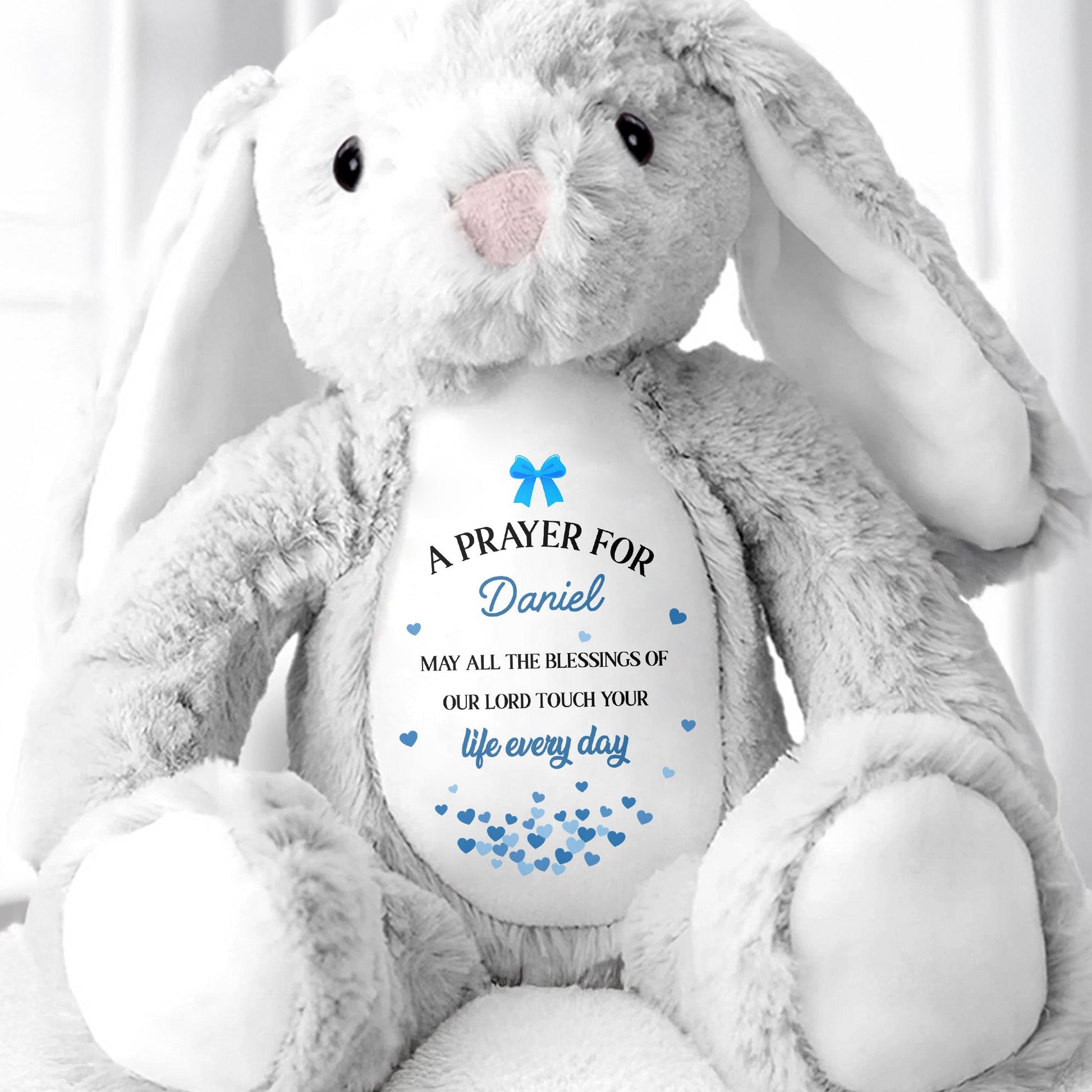 A Prayer for [Name], Blessings Every Day - Personalized Stuffed Bunny - FTH098_BUN