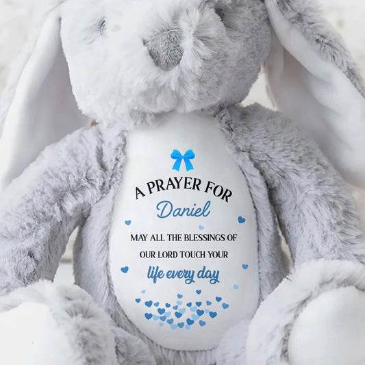 A Prayer for [Name], Blessings Every Day - Personalized Stuffed Bunny - FTH098_BUN