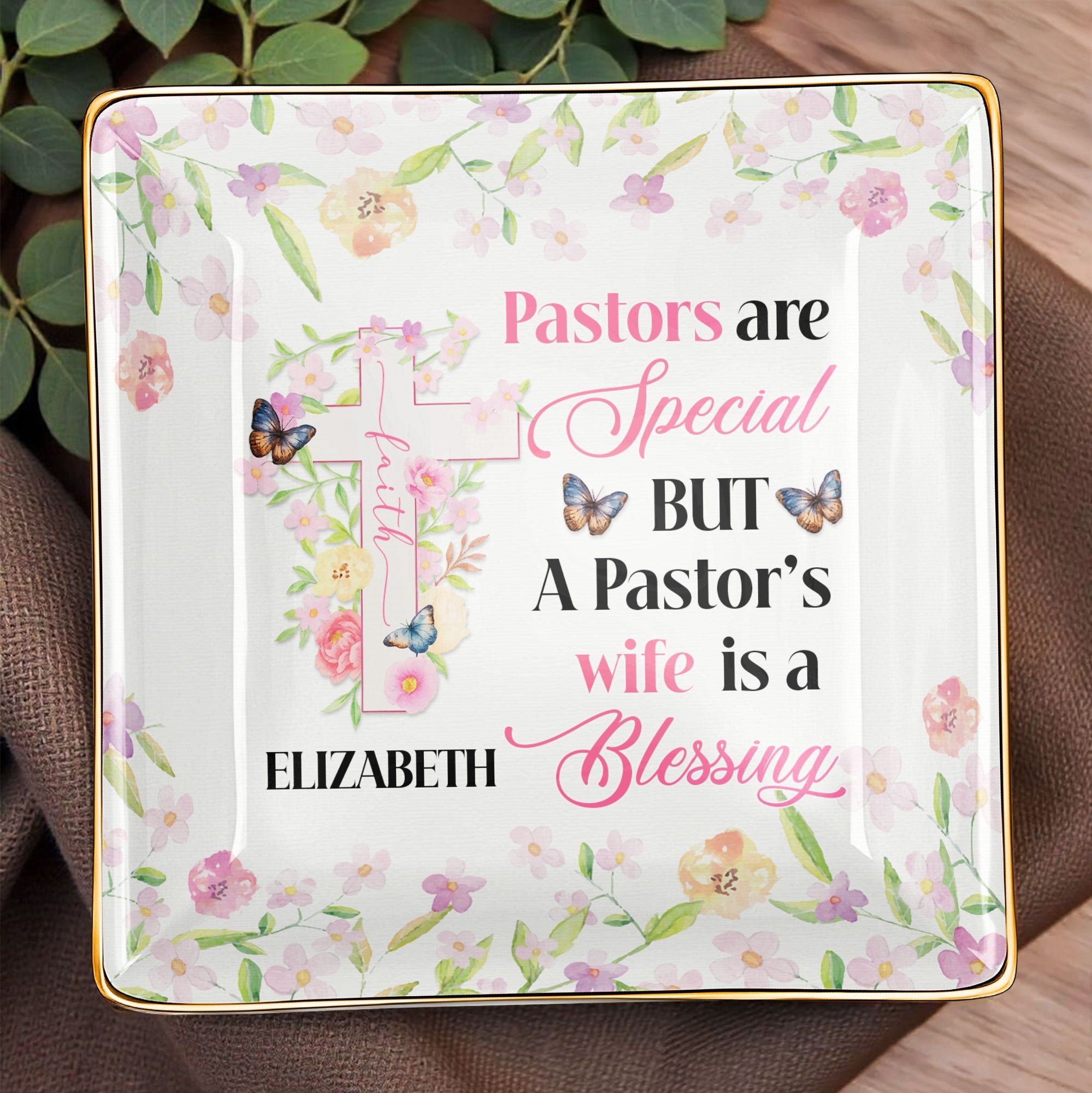 Pastors Are Special But A Pastor's Wife Is A Blessing - Personalized Custom Jewelry Dish, Ceramic Dish, Square Shape - FTH102_SCRF