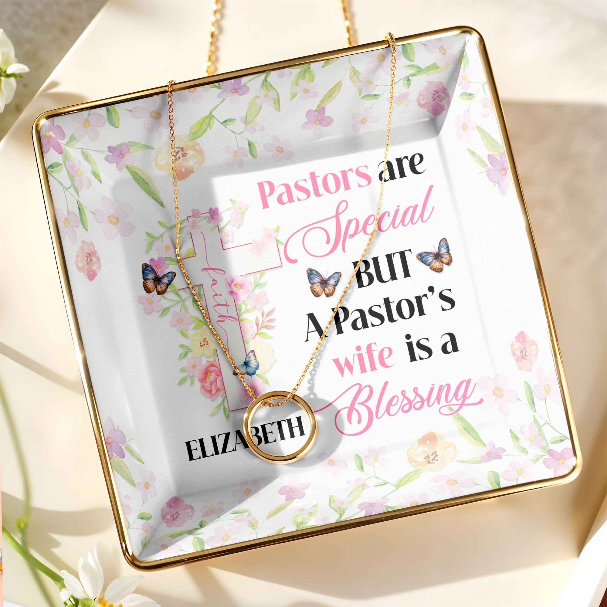 Pastors Are Special But A Pastor's Wife Is A Blessing - Personalized Custom Jewelry Dish, Ceramic Dish, Square Shape - FTH102_SCRF