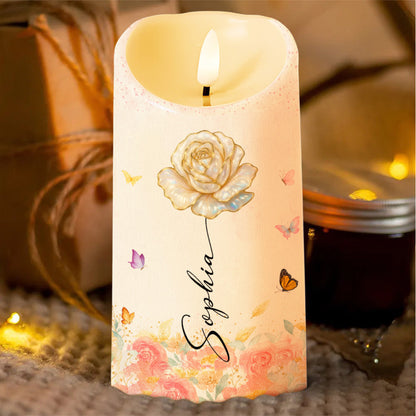 You Are Beautiful, Victorious, Enough, Rose And Butterflies - Personalized Custom LED Candle - FTH103_LECA