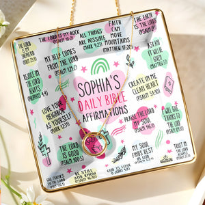 Sophia's Daily Bible Affirmations, Crosses And Hearts - Personalized Custom Jewelry Dish, Ceramic Dish, Square Shape - FTH115_SCRF