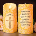 To My Sister in Christ With Cross And Rose Design - Personalized Custom LED Candle - FTH116_LECA