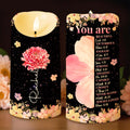 You Are Beautiful And Loved With Flowers And Stars Design - Personalized Custom LED Candle - FTH117_LECA