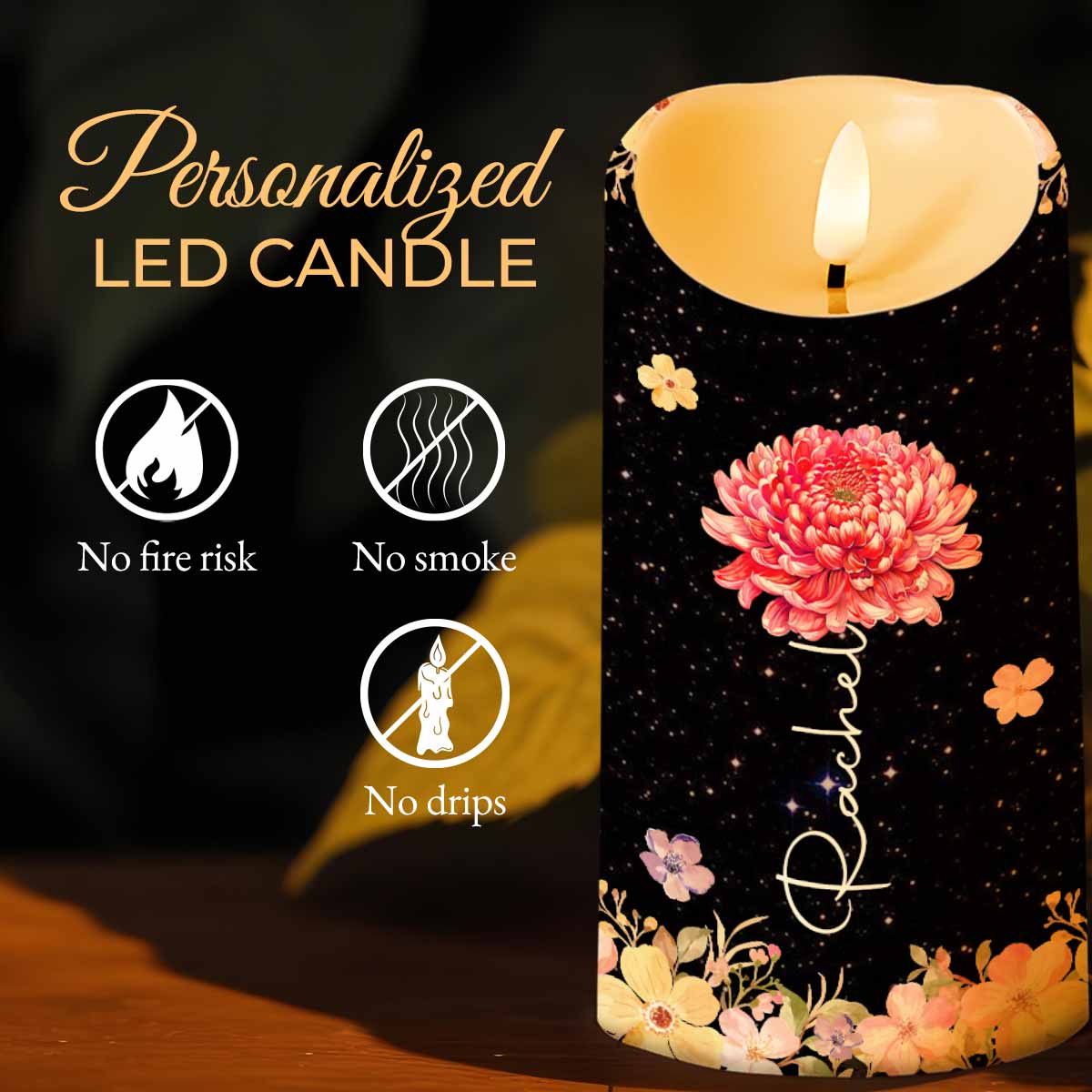 You Are Beautiful And Loved With Flowers And Stars Design - Personalized Custom LED Candle - FTH117_LECA