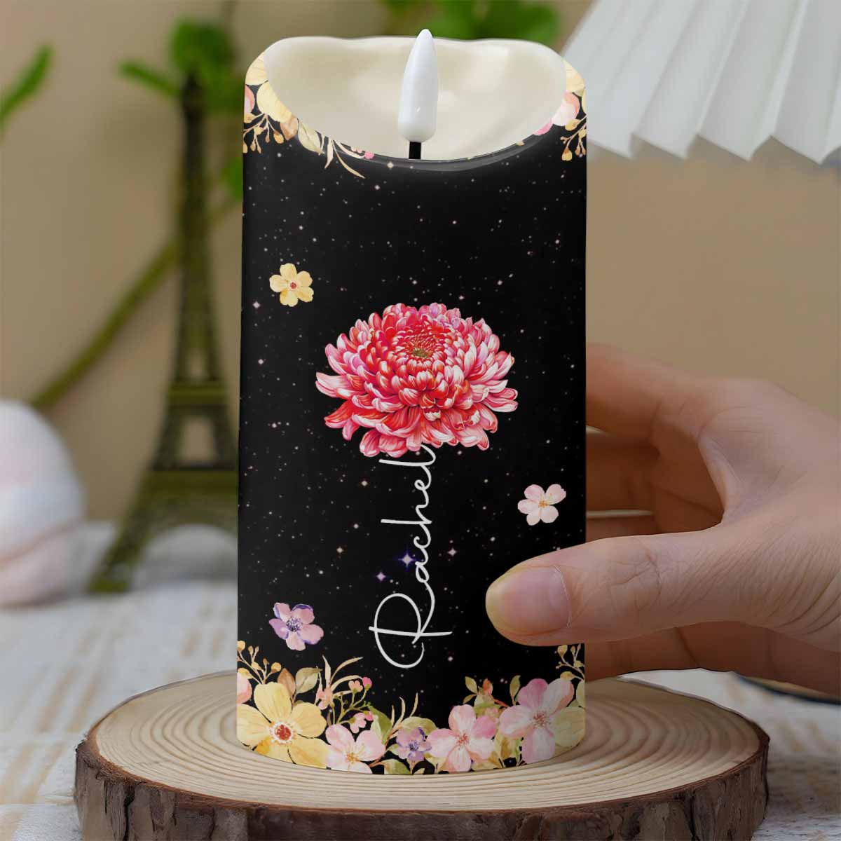 You Are Beautiful And Loved With Flowers And Stars Design - Personalized Custom LED Candle - FTH117_LECA