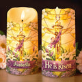 He Is Risen Stained Glass Jesus With White Lilies Flowers - Personalized Custom LED Candle - FTH140_LECA