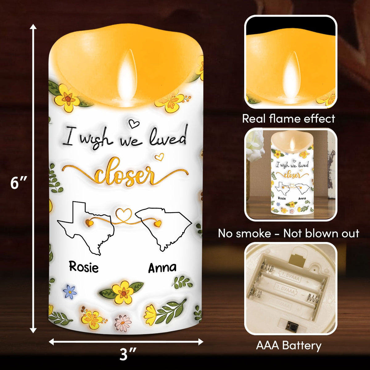I Wish We Lived Closer - Personalized 3D Inflated Effect LED Candle
