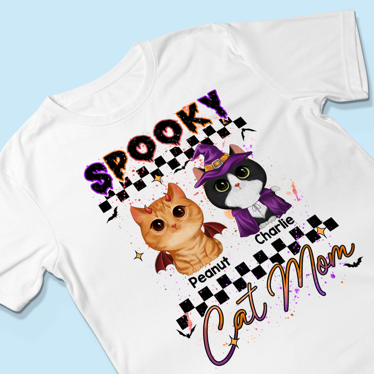 Spooky Cat Mom watercolor cats personalized shirt
