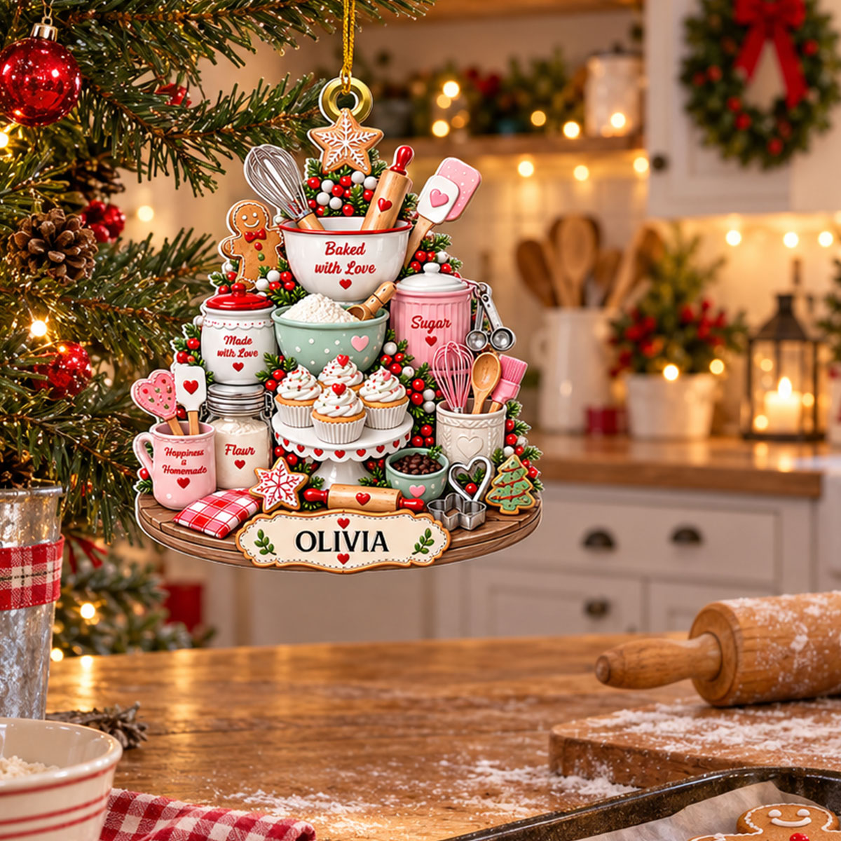 Sweet Memories Start In Kitchens - Personalized 3D White Acrylic Ornament - Christmas Gift For Mom, Grandma