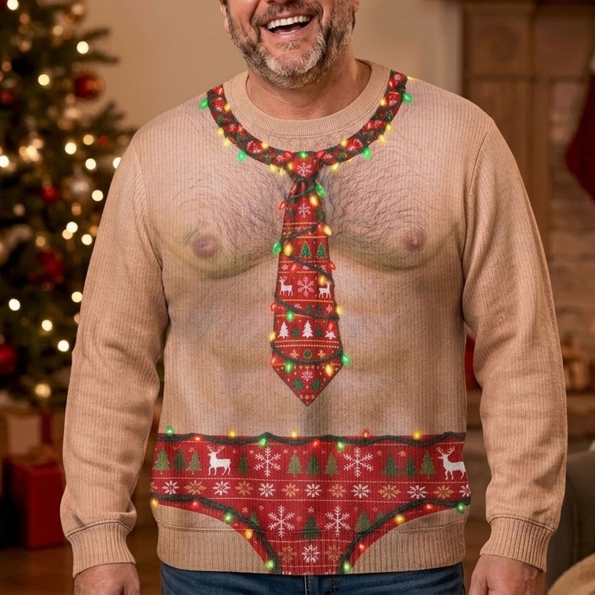 Funny Hairy Chest Ugly Christmas Sweater 2