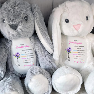 To My Granddaughter, Always Remember You Are Braver, Stuffed Bunny and Flowers - Personalized Stuffed Bunny - GDT002_BUN
