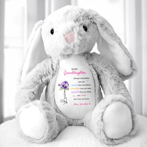 To My Granddaughter, Always Remember You Are Braver, Stuffed Bunny and Flowers - Personalized Stuffed Bunny - GDT002_BUN