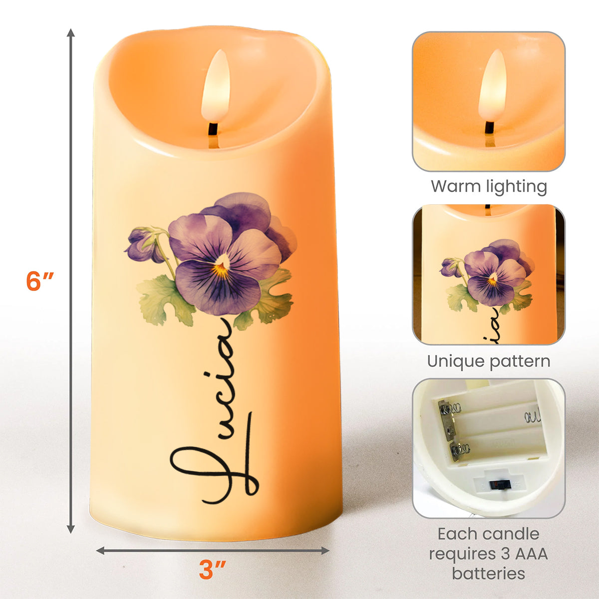 Braver Stronger Smarter Loved Inspirational Quote With Flowers - Personalized Custom LED Candle - GDT002_LECA