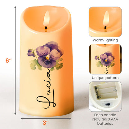 Braver Stronger Smarter Loved Inspirational Quote With Flowers - Personalized Custom LED Candle - GDT002_LECA