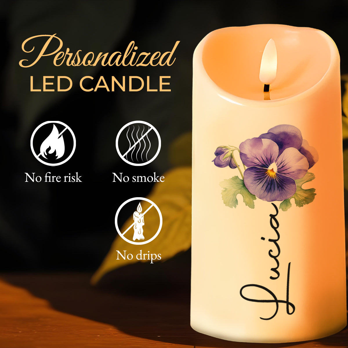 Braver Stronger Smarter Loved Inspirational Quote With Flowers - Personalized Custom LED Candle - GDT002_LECA