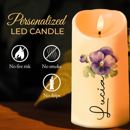 Braver Stronger Smarter Loved Inspirational Quote With Flowers - Personalized Custom LED Candle - GDT002_LECA