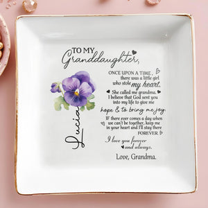 To My Granddaughter, Love From Grandma - Personalized Custom Jewelry Dish - GDT005_SCRD