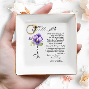 To My Granddaughter, Love From Grandma - Personalized Custom Jewelry Dish - GDT005_SCRD