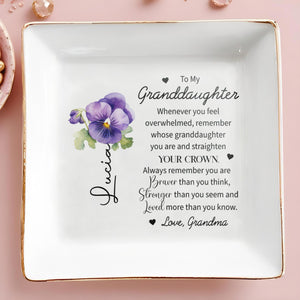 Straighten Your Crown Granddaughter Inspirational Quote - Personalized Custom Jewelry Dish - GDT006_SCRD