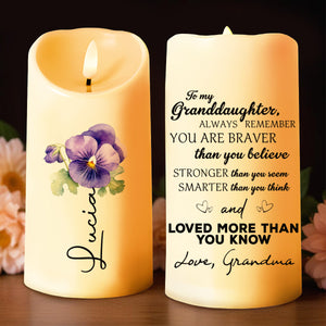 Always Remember You Are Loved More, Featuring Pansy Flower - Personalized Custom LED Candle - GDT007_LECA
