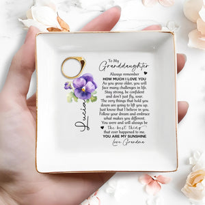 To My Granddaughter, You Are My Sunshine - Personalized Custom Jewelry Dish - GDT008_SCRD