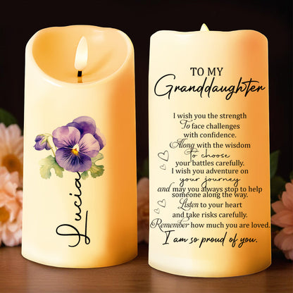 Candle of Wisdom and Love for a Granddaughter - Personalized Custom LED Candle - GDT009_LECA