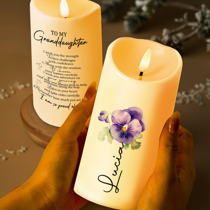 Candle of Wisdom and Love for a Granddaughter - Personalized Custom LED Candle - GDT009_LECA
