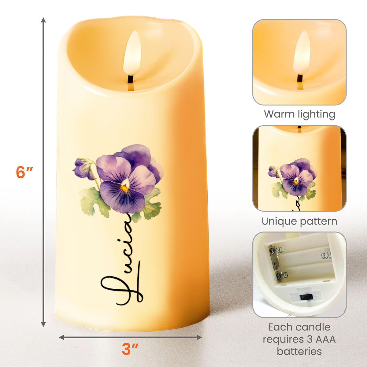 Candle of Wisdom and Love for a Granddaughter - Personalized Custom LED Candle - GDT009_LECA
