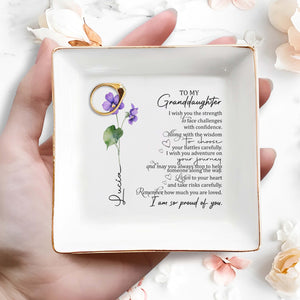To My Granddaughter, Remember How Much You Are Loved - Personalized Custom Jewelry Dish - GDT014_SCRD