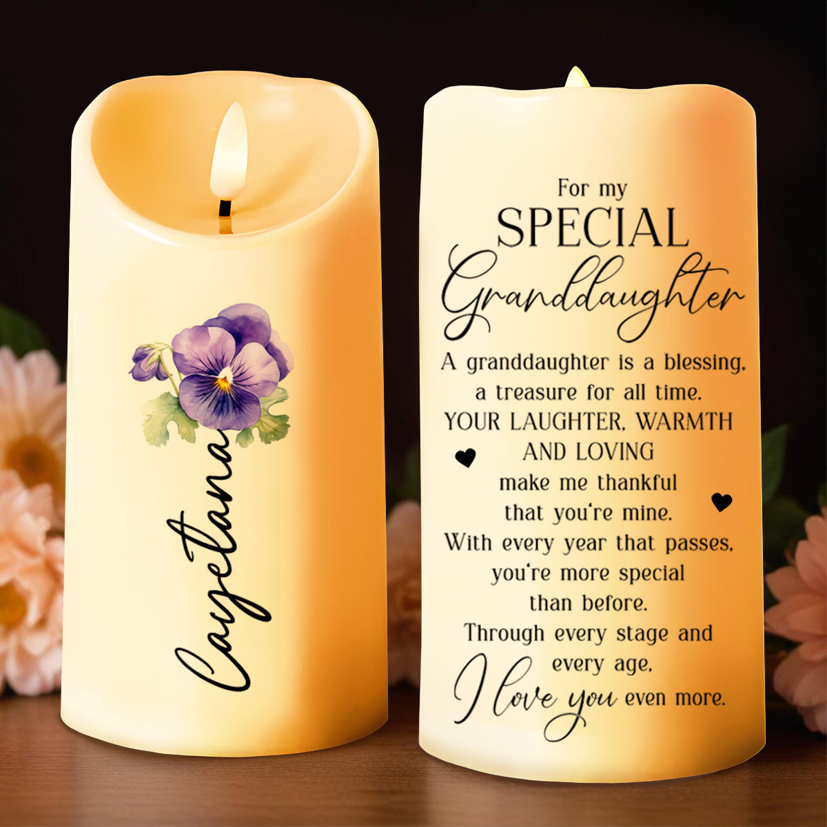 A Granddaughter Is A Blessing, Warmth And Loving Treasure - Personalized Custom LED Candle - GDT017_LECA