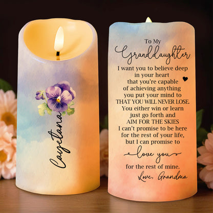 Personalized Pansy Flower LED Candle - Personalized Custom LED Candle - GDT018_LECA