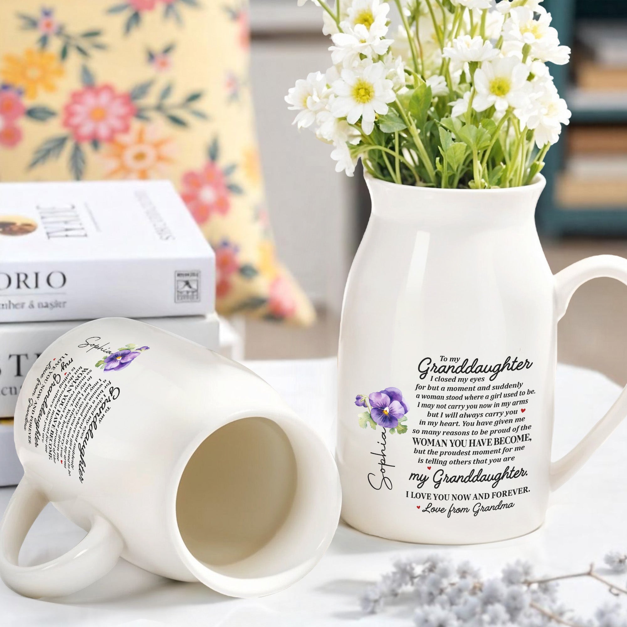 Grandmother Love And Proud Personalized Gift For A Granddaughter - Personalized Ceramic Flower Vase