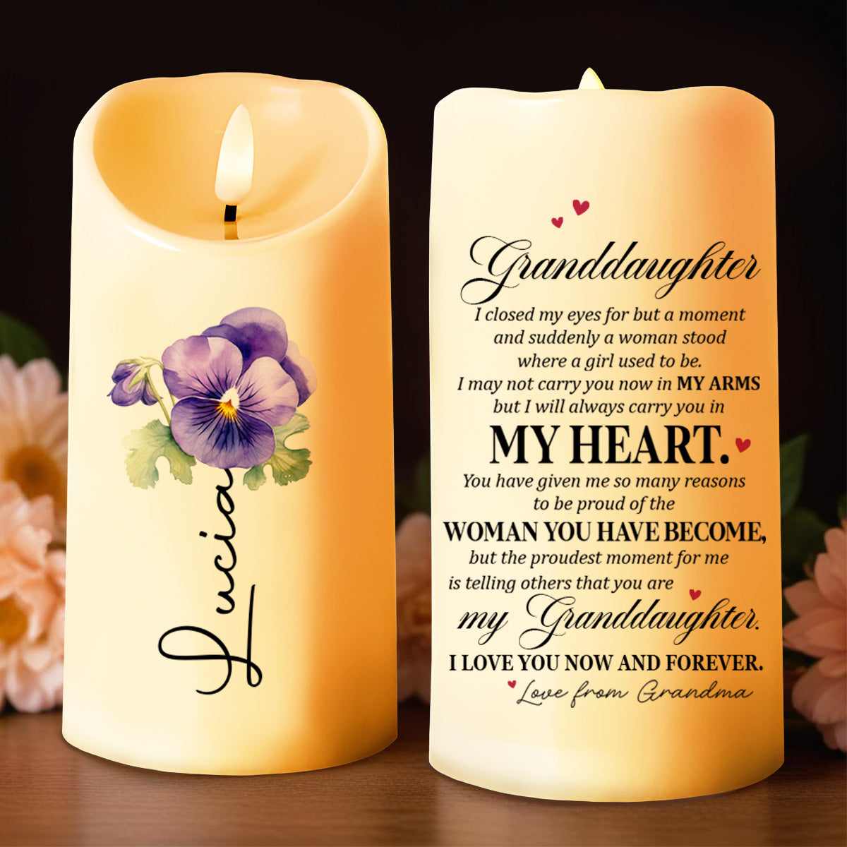 Proud Of The Woman You've Become, Violet Love - Personalized Custom LED Candle - GDT021_LECA