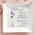 Love Grandmas Forever Message To Granddaughter Floral Design - Personalized Custom Jewelry Dish - GDT022_SCRD