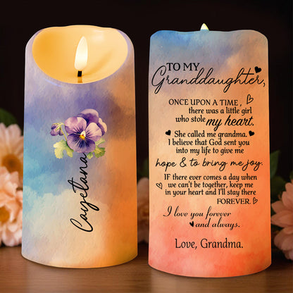 To My Granddaughter Love From Grandma With Flowers - Personalized Custom LED Candle - GDT023_LECA