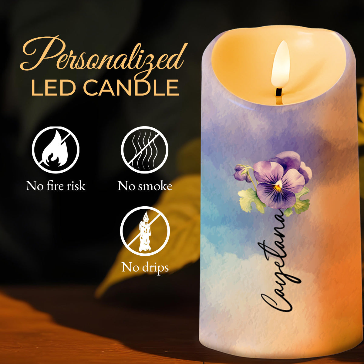 To My Granddaughter Love From Grandma With Flowers - Personalized Custom LED Candle - GDT023_LECA