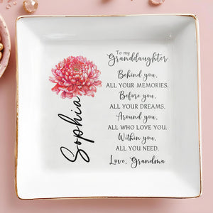 To My Granddaughter Love And Dreams Jewelry Dish - Personalized Custom Jewelry Dish - GDT024_SCRD