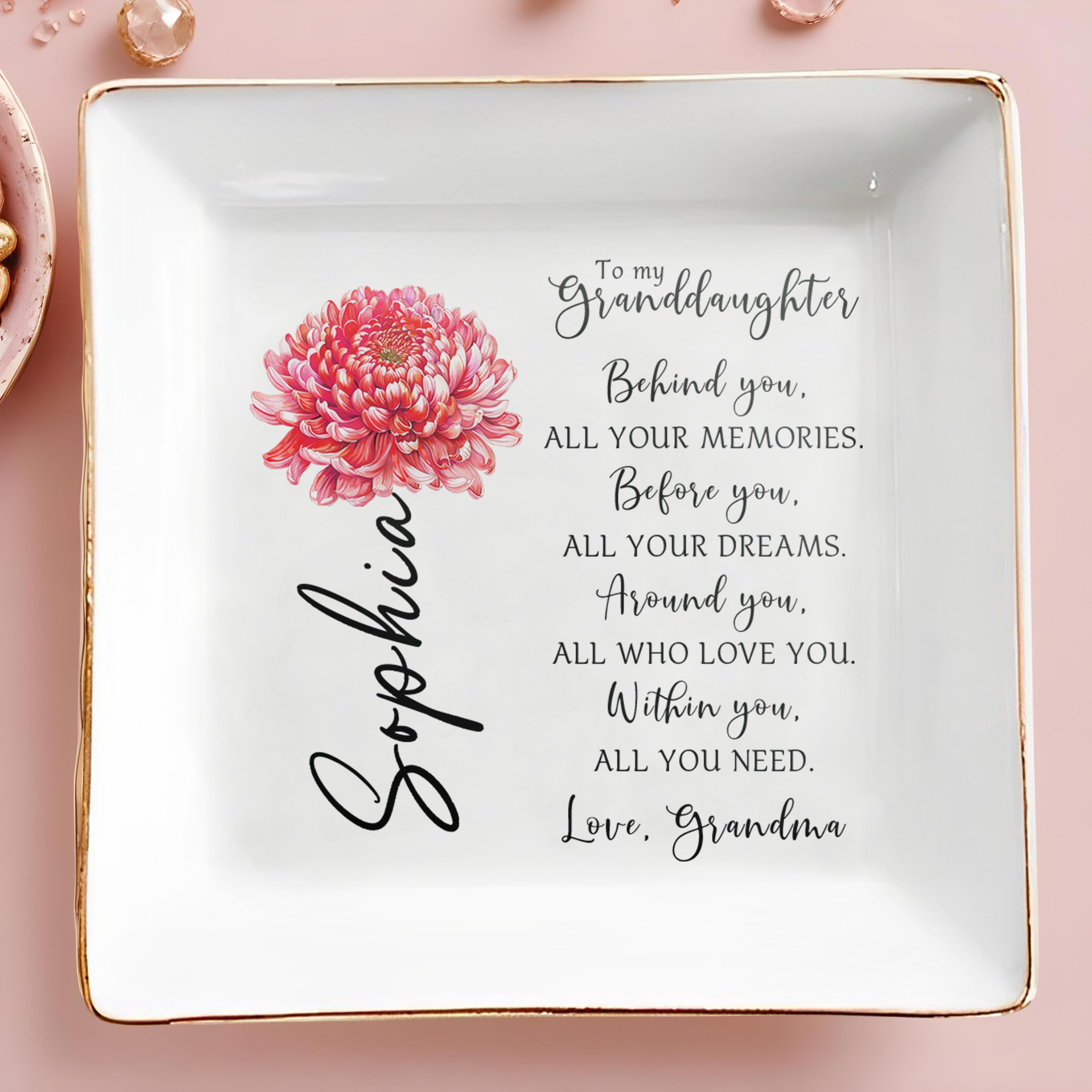 To My Granddaughter Love And Dreams Jewelry Dish - Personalized Custom Jewelry Dish - GDT024_SCRD