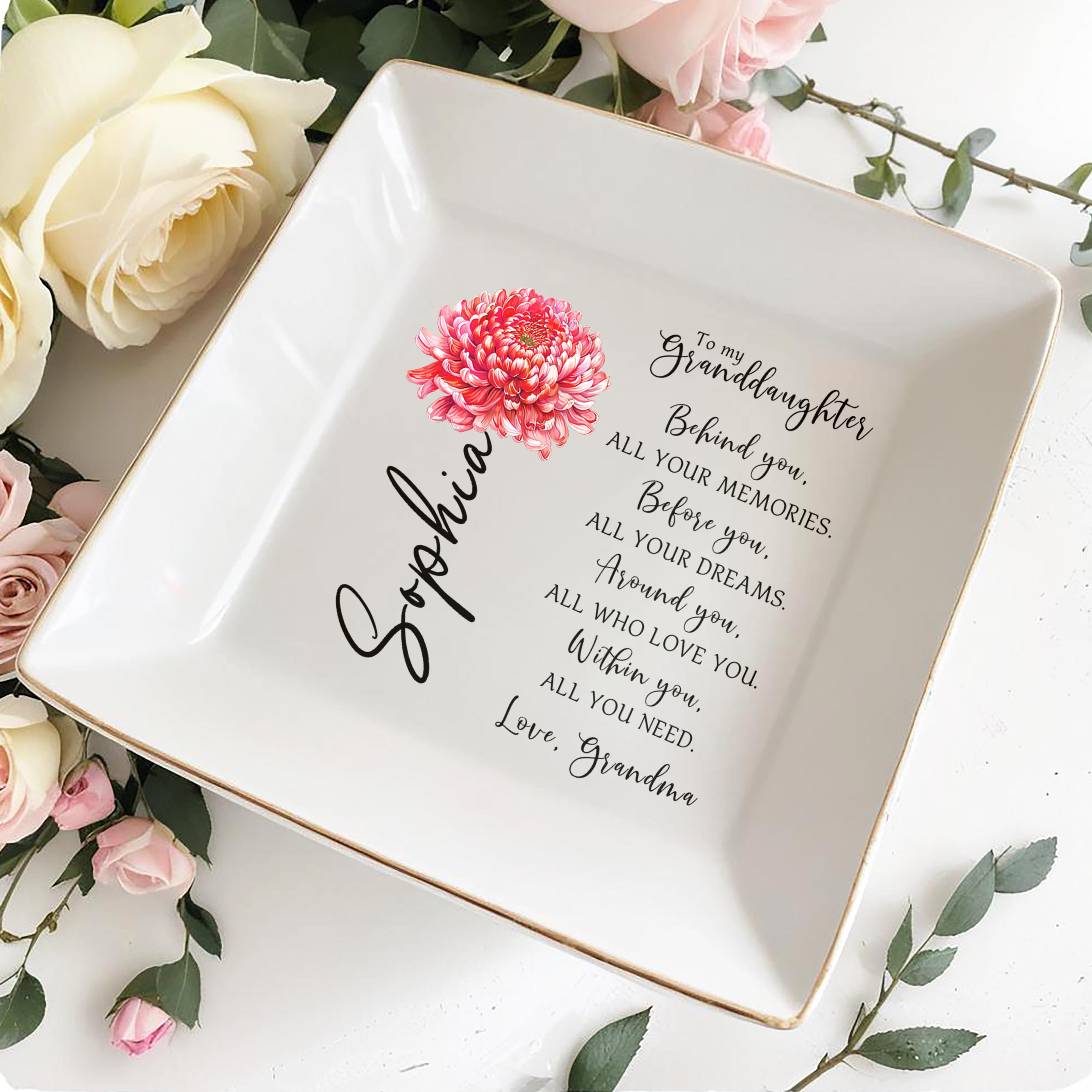 To My Granddaughter Love And Dreams Jewelry Dish - Personalized Custom Jewelry Dish - GDT024_SCRD