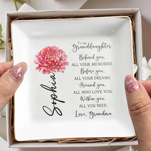 To My Granddaughter Love And Dreams Jewelry Dish - Personalized Custom Jewelry Dish - GDT024_SCRD