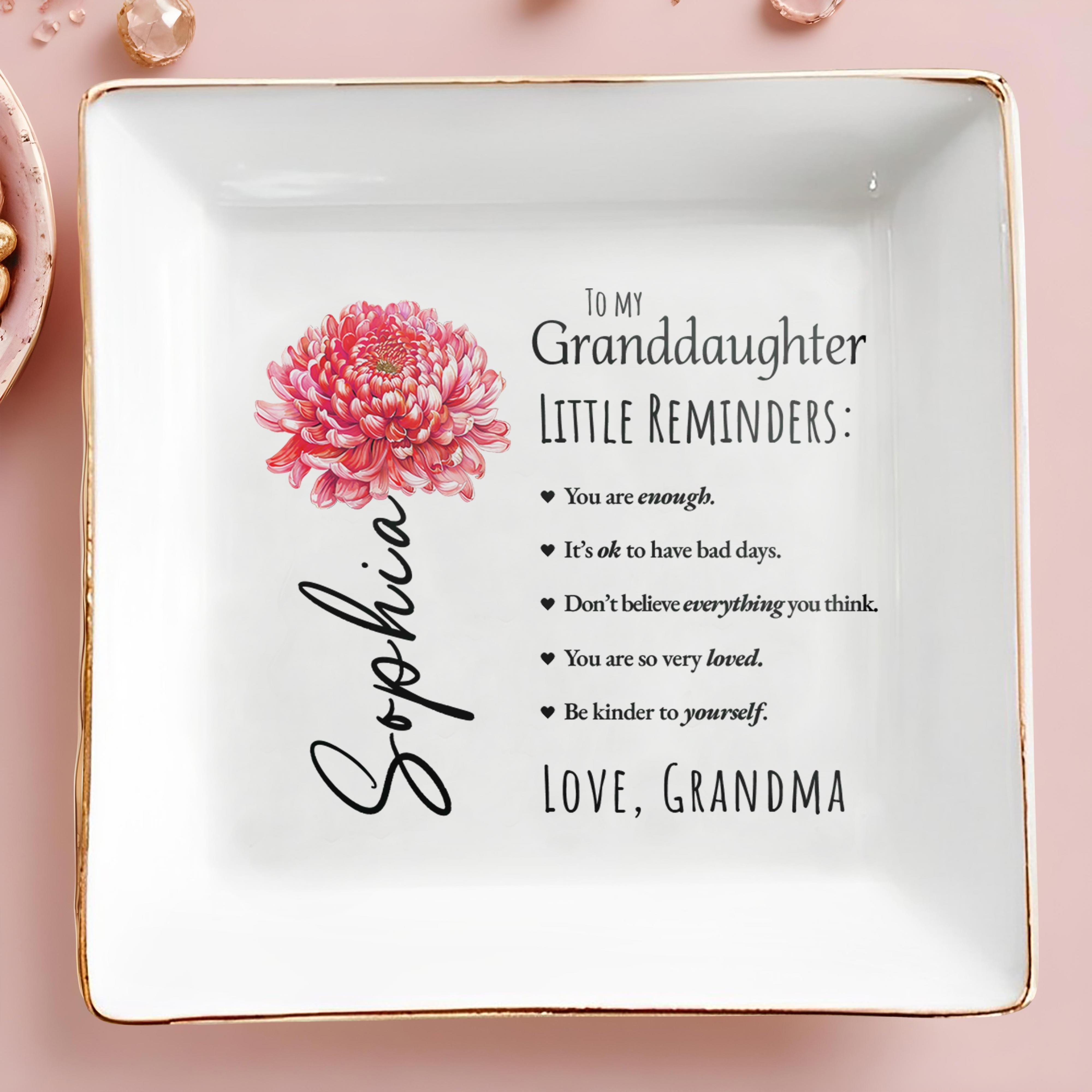 Little Reminders For Granddaughter From Grandma - Personalized Custom Jewelry Dish - GDT025_SCRD