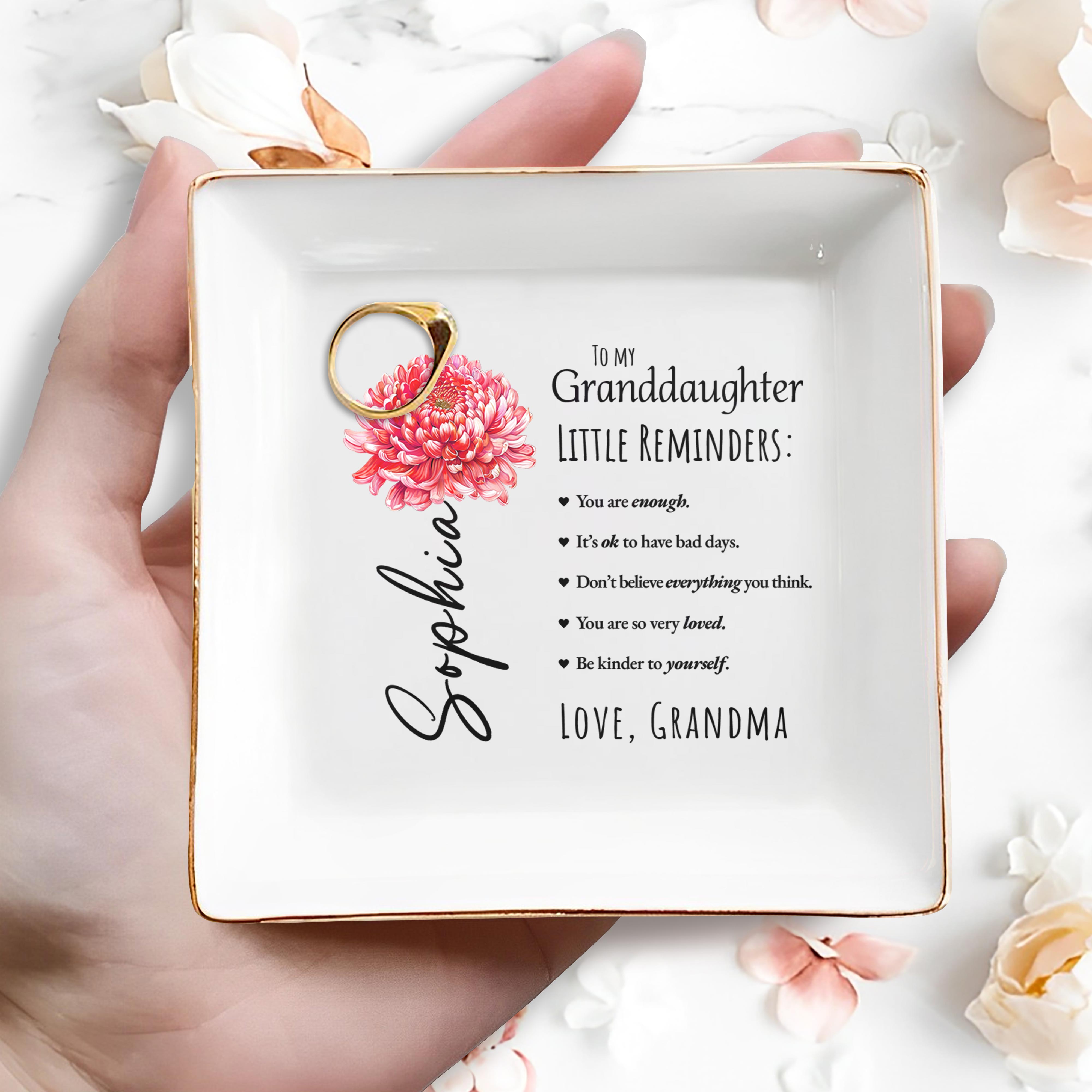 Little Reminders For Granddaughter From Grandma - Personalized Custom Jewelry Dish - GDT025_SCRD