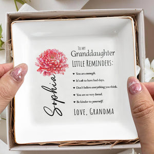 Little Reminders For Granddaughter From Grandma - Personalized Custom Jewelry Dish - GDT025_SCRD