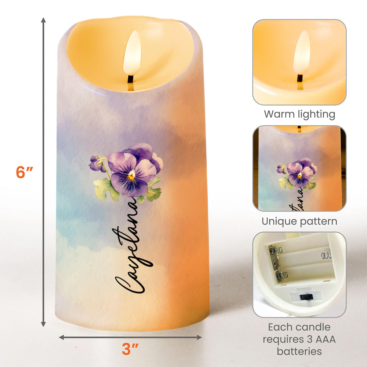 To My Granddaughter, Always Connected, Love And Flowers - Personalized Custom LED Candle - GDT028_LECA