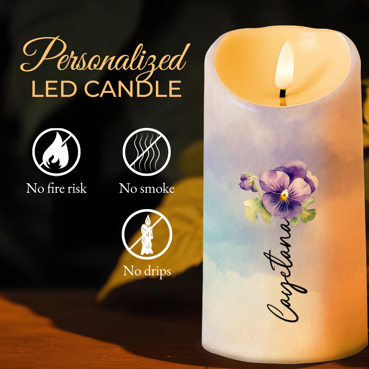 To My Granddaughter, Always Connected, Love And Flowers - Personalized Custom LED Candle - GDT028_LECA