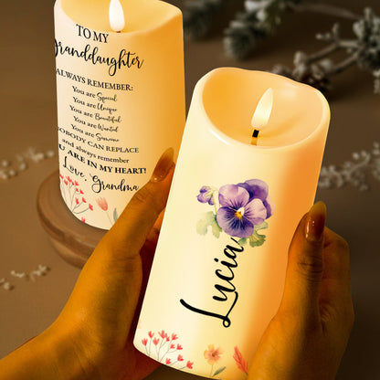 Unique Beautiful Wanted Reminder Heartfelt Message With Flowers - Personalized Custom LED Candle - GDT029_LECA